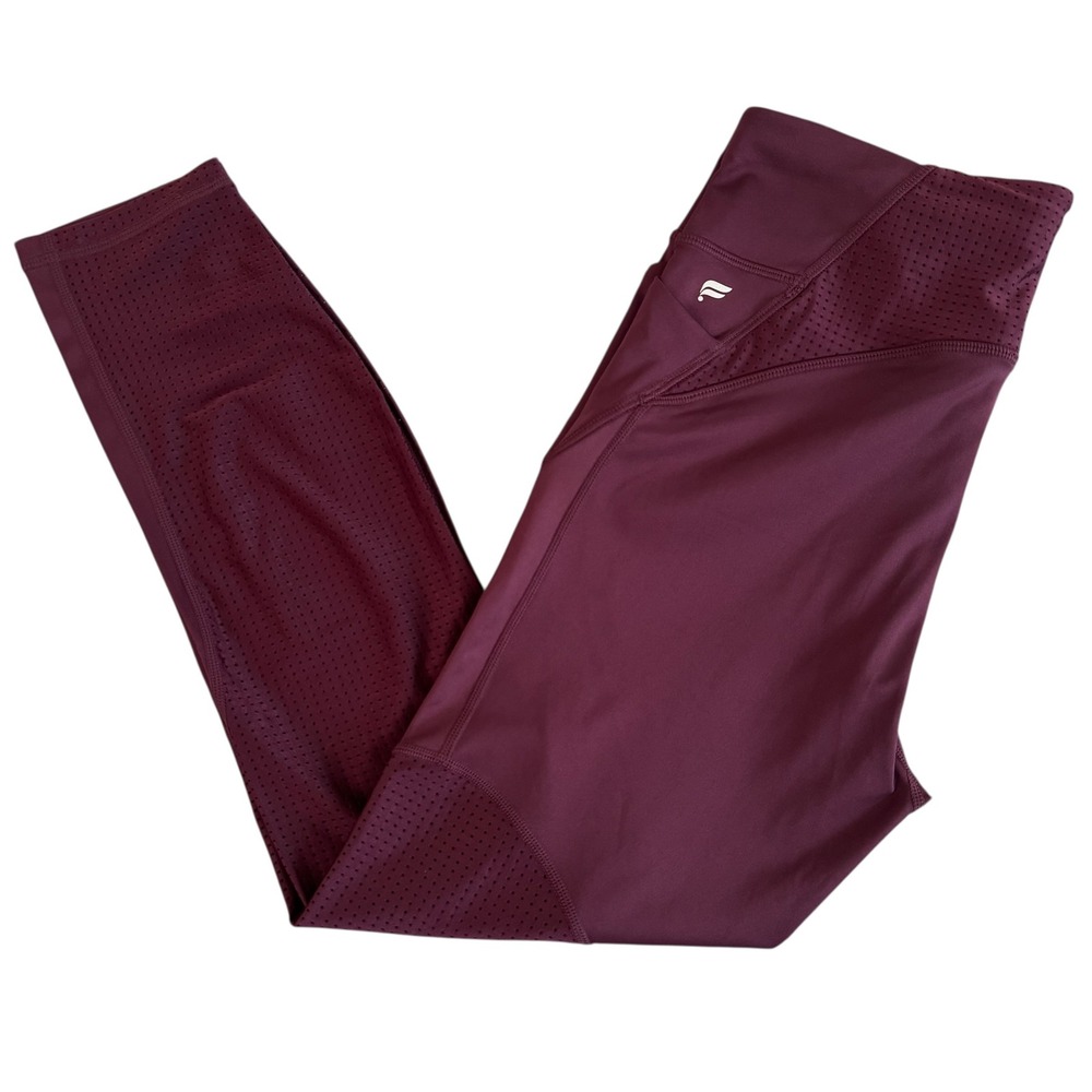 Fabletics Womens Medium Plum Mesh Panel High Waisted Pocket Leggings LG1935974